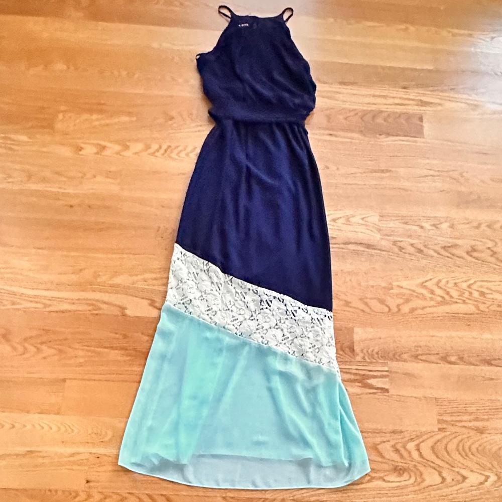 A. Byer NWT Colorblock Maxi Formal Dress (S)